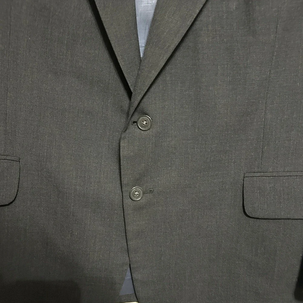 Lands End Blazer Mens 48R Charcoal Grey Two Button Jacket USA Preppy Old Luxury